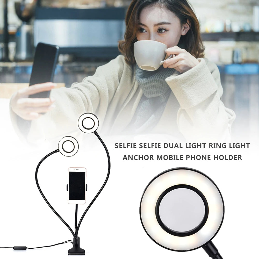 2 Ring Light et support téléphone flexible 3 lumières