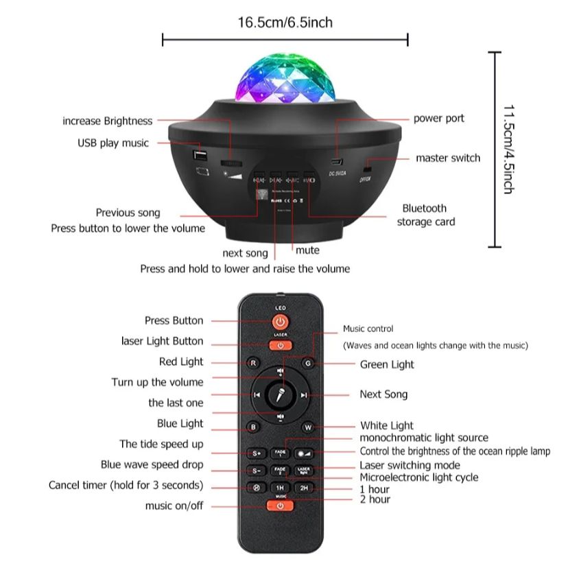 Projecteur galaxy lecteur de music usb speaker bleutooth