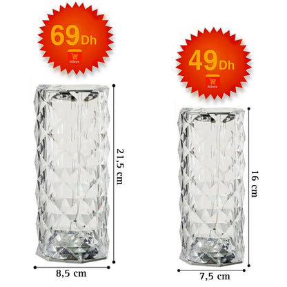 Veilleuse LED tactile en cristal