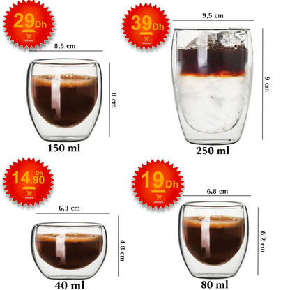 tasse en verre à double paroi