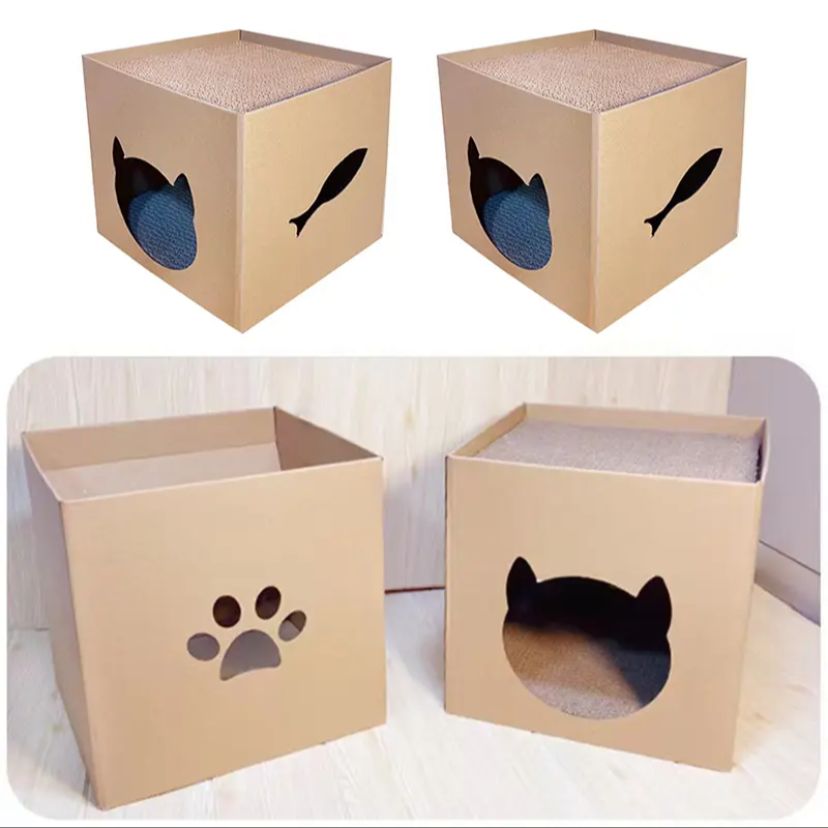 Maison à gratter en carton pour chats