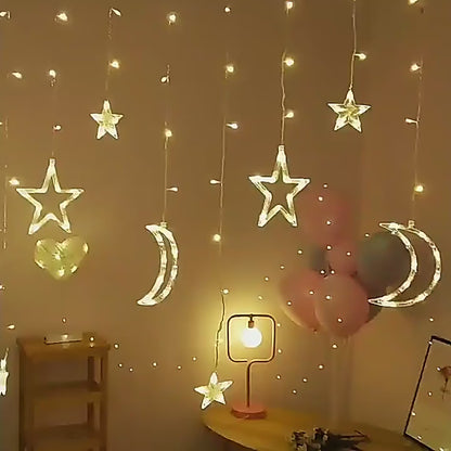 Guirlande lumineuse LED en forme d'étoile et lune