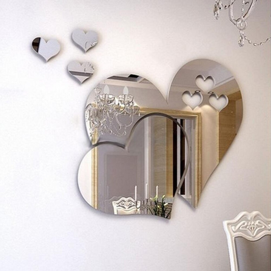 Coeur Miroir Autocollant 3D