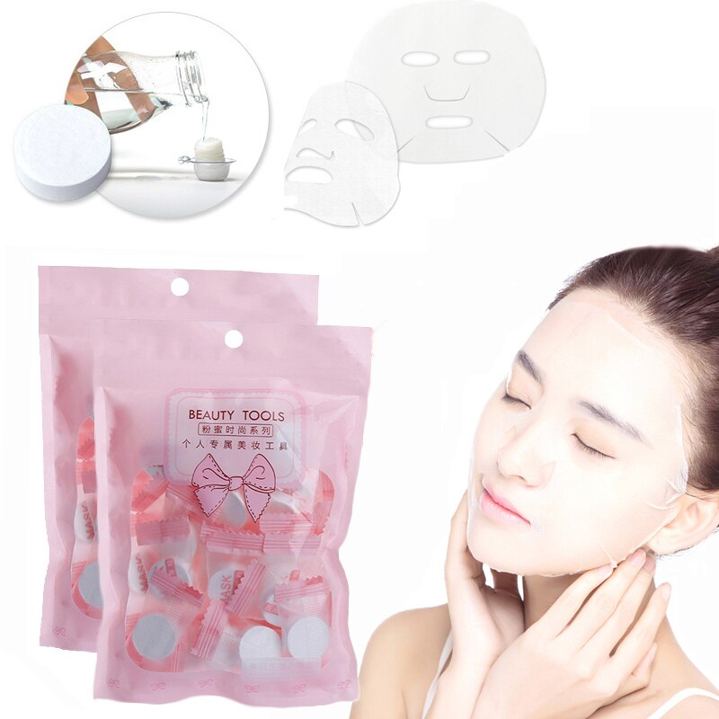 Masque Facial compressé jetable hydratant en coton.