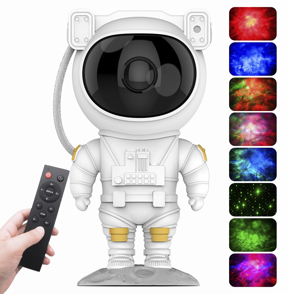 Veilleuse astronaute pour enfant avec tête magnétique rotative à 360°,  télécommande, 15 combinaisons d'éclairage, 8 modes d'éclairage, projecteur  de
