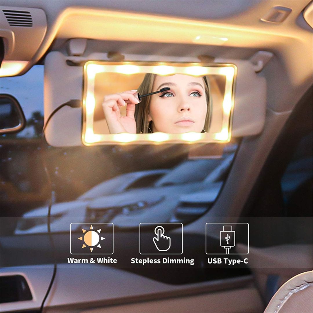 Miroir de maquillage de voiture lumineux