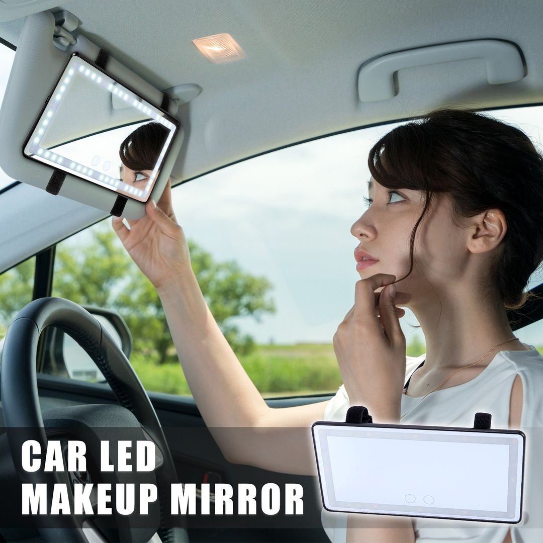 Miroir de maquillage de voiture lumineux