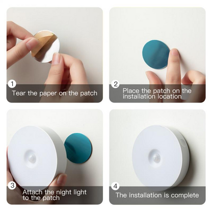 Veilleuse lampe LED Ronde avec bouton ou avec un capteur de mouvement